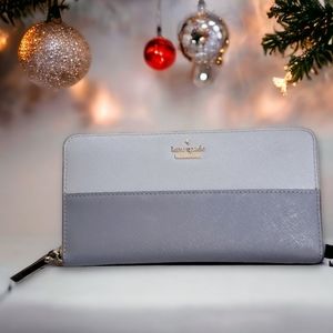 Kate Spade NWOT Cameron Street Lacey Big Smoke Gray Colorblock Leather Wallet